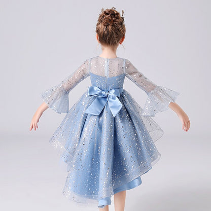 Kids Girls Elegant Stars Sequin Trailing Party Dresses childrensterritory