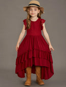 Kids Girls Stylish Lace Design Cotton Bohemia Long Dresses childrensterritory
