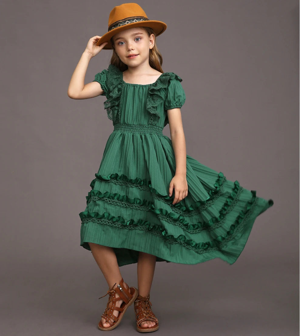 Kids Girls Lace Design Summer Princess Dresses