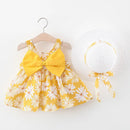 Baby Girl Big Bow Floral Princess Dress with Hat childrensterritory