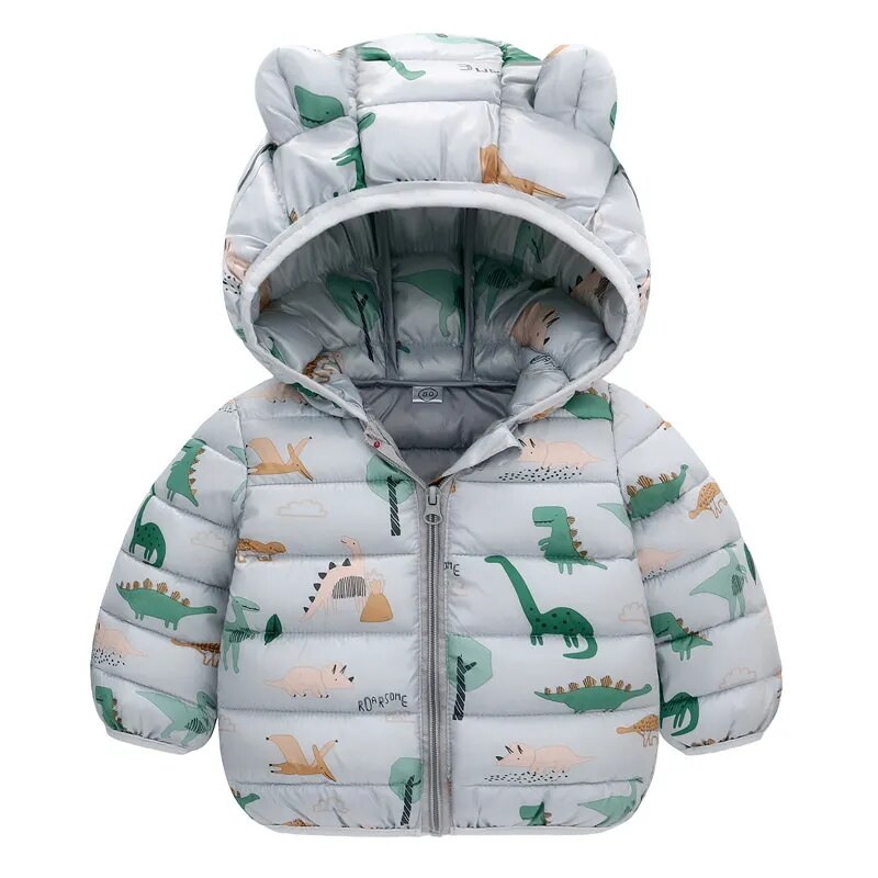 1-5Yrs Kids Boys Girls Dinosaur Print Hooded Jackets childrensterritory