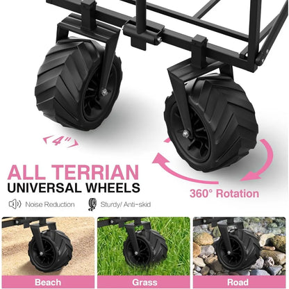 Collapsible Beach Wagon Cart for Sand Camping with Large Wheels childrensterritory