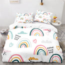 Rainbow Print Lovely Duvet Cover Pillowcase Kids Bedding Set