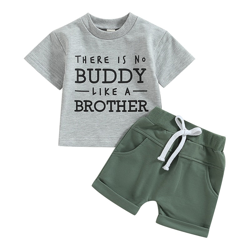 Letters Print Loose Tops Short Pants Baby Boy 2Pcs Outfit childrensterritory