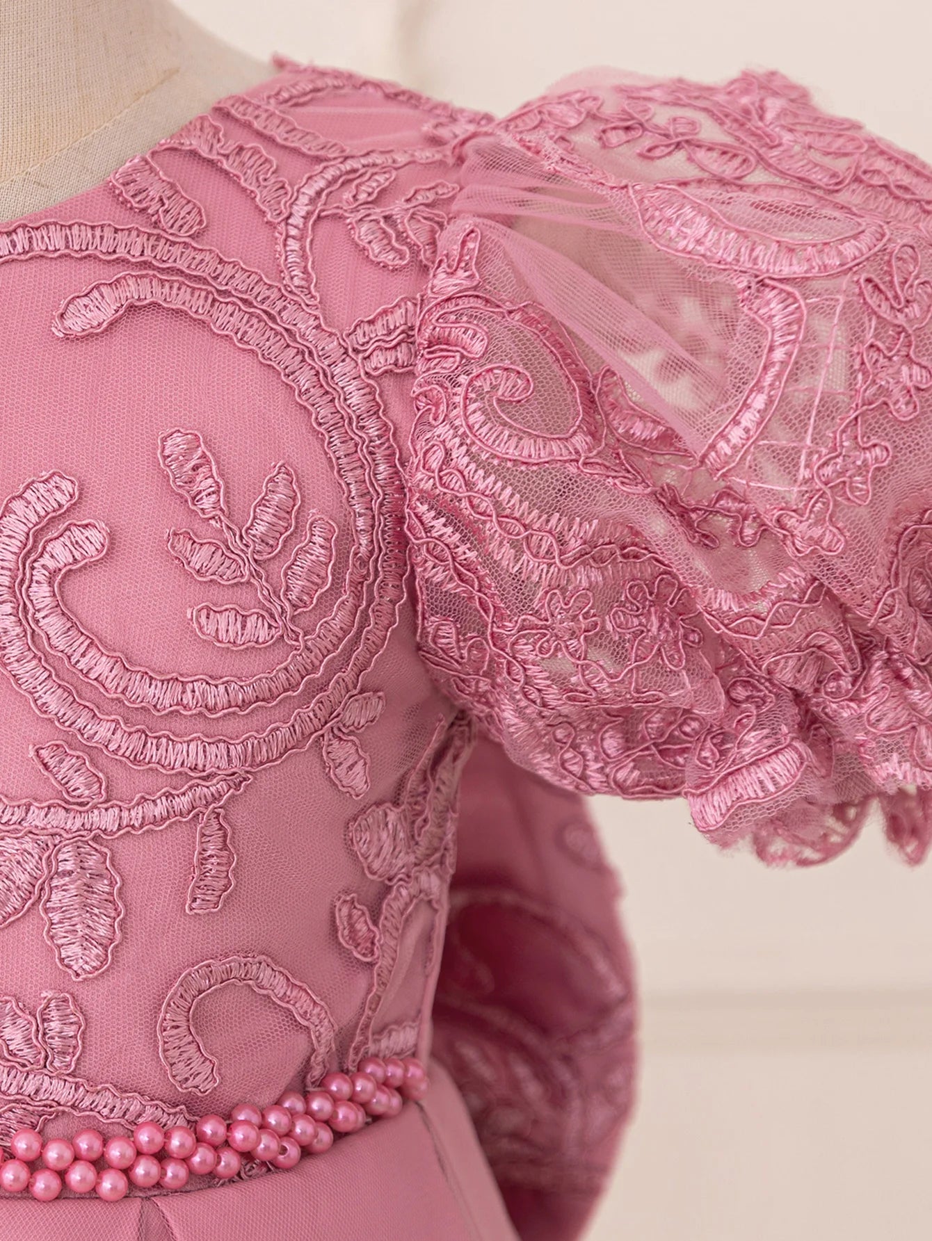 Toddler Girls' Luxury Lace Embroidery Baptism Dresses