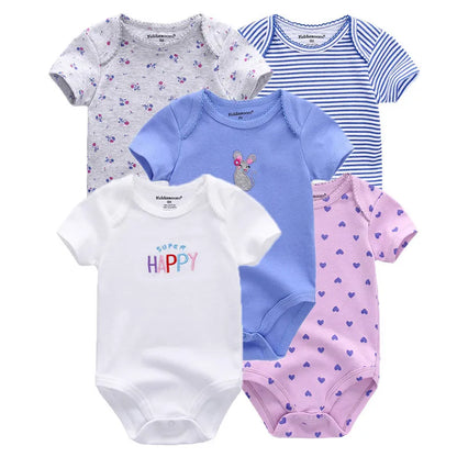 Short Sleeves Cartoon Print Soft Bodysuits For Baby Boys And Girls childrensterritory