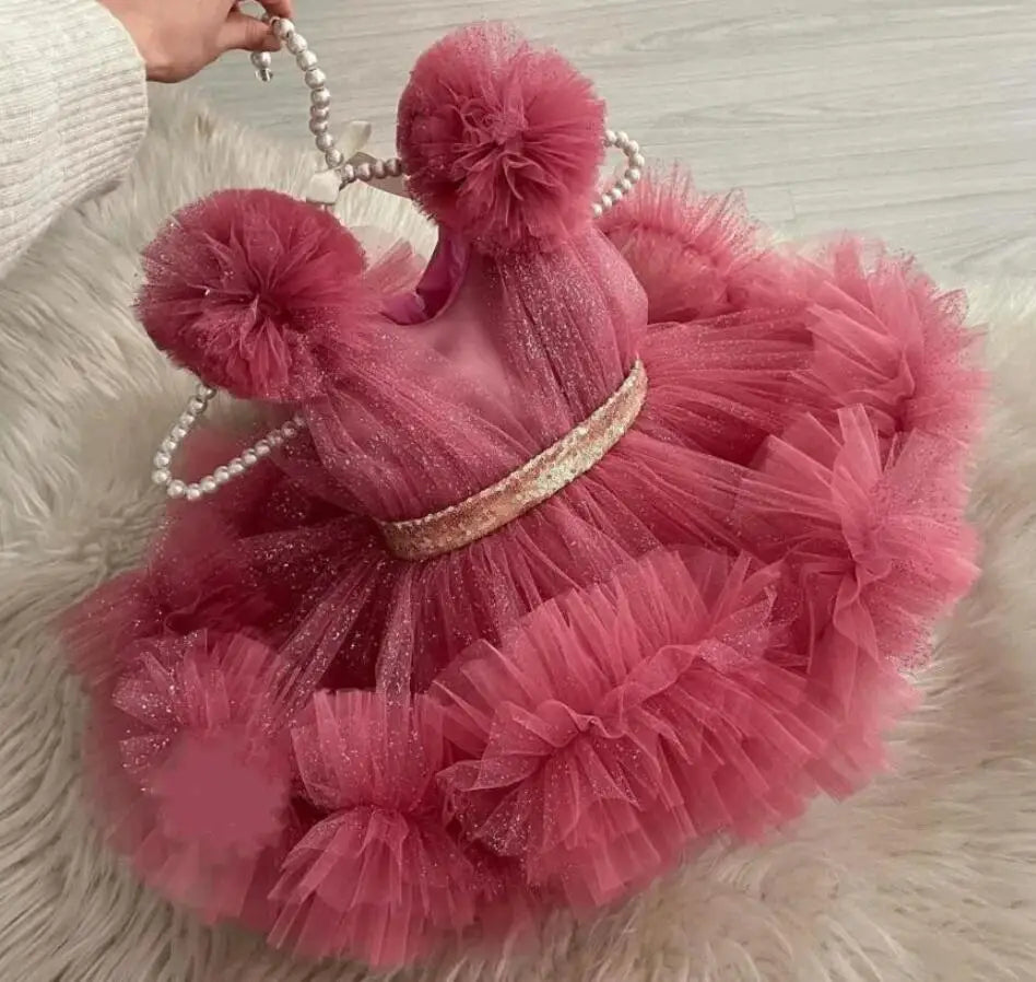 Tulle Flower Girl Dress with Puffy Layers for a Wedding or Birthday childrensterritory