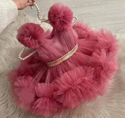 Tulle Flower Girl Dress with Puffy Layers for a Wedding or Birthday childrensterritory