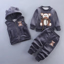 Baby Fleece Cartoon Bear Design, 3 Pieces Warm Clothing Set childrensterritory