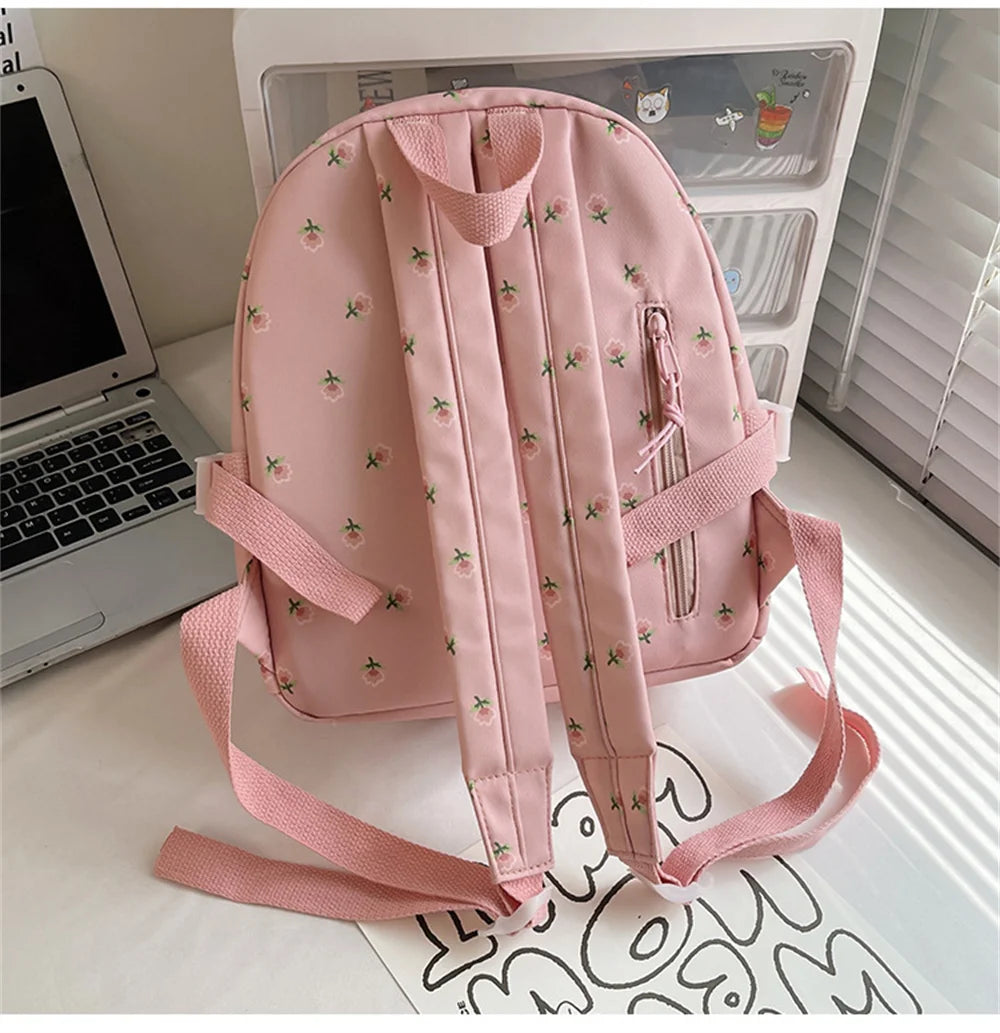 Personalized Embroidery Name Floral Backpack for Girls