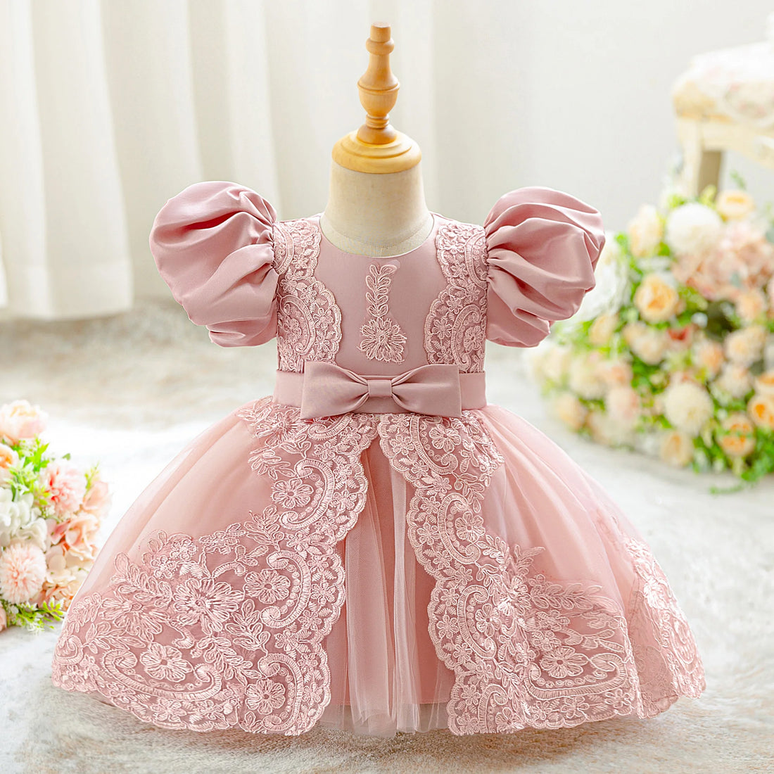 Fluffy Lace Design Baby Girl Birthday Dress