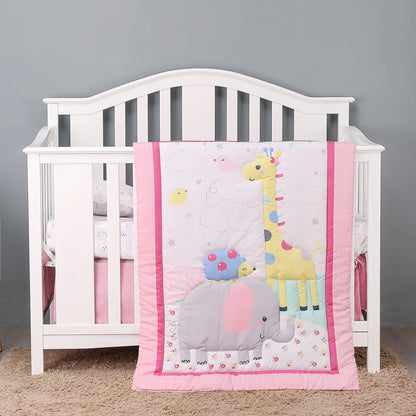 Cartoon Elephant Print 3Pcs Baby Bedding Set