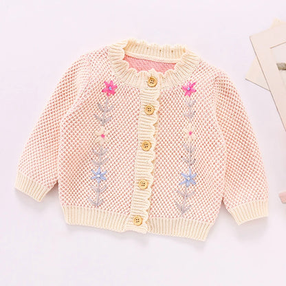 Baby Girls Handmade Floral Design Knitted Sweaters