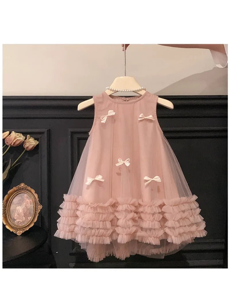 Kids Girls 3D Bow Decorative Summer Princess Dress