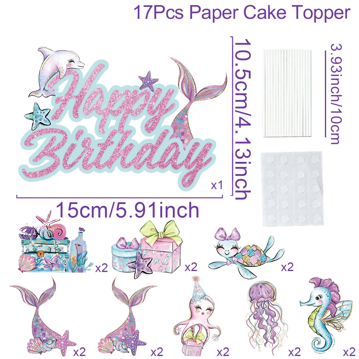 Mermaid-themed Kids Birthday Party Decorations and Tableware Set