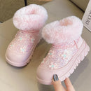 Princess Girls Glittering Fashion Warm Fur Boots childrensterritory