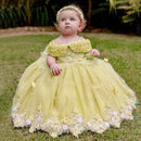 Butterfly Flowers Design Puffy Tulle Wedding Birthday Party Gowns childrensterritory