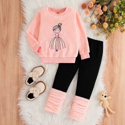 Girls’ Cartoon Design Winter Clothing Set childrensterritory