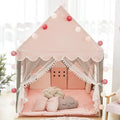 Large Playhouse Tent with Pompoms Door Curtains childrensterritory