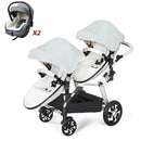 2 in-1 PU Leather Waterproof Twins Baby Stroller childrensterritory