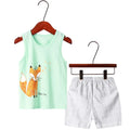 Kid Boy Girl Cartoon Design Sleeveless Cotton Vest and Pajamas Sets childrensterritory