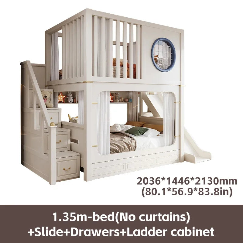 Solid Wooden Multifunctional Kids Bunk Beds with Ladder childrensterritory