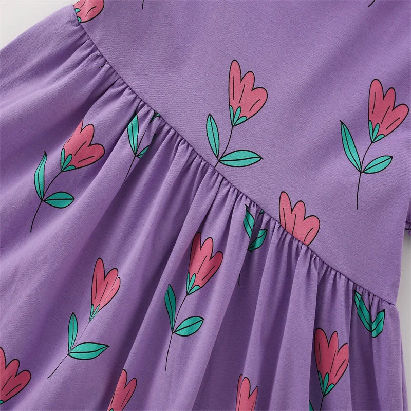Cartoon Embroidery Kids Girls Soft Cotton Korean Style Dress