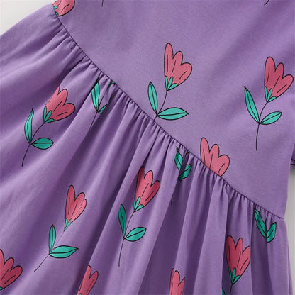 Cartoon Embroidery Kids Girls Soft Cotton Korean Style Dress