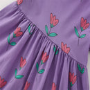 Cartoon Embroidery Kids Girls Soft Cotton Korean Style Dress