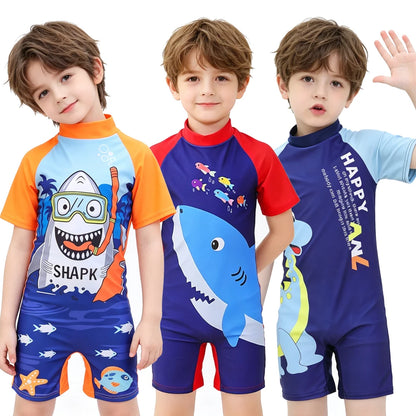 Kids Girls One-Piece Cartoon Print UV Swimsuits