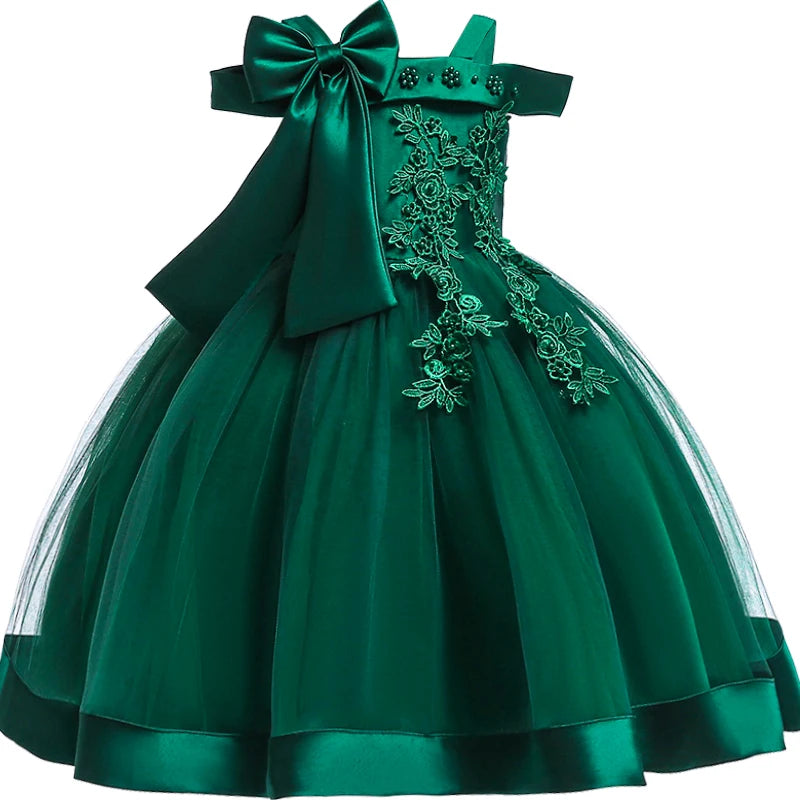 Girls' Sleeveless Bow Design Elegant Party Dresses childrensterritory