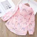 Stylish Rainbow and Unicorn Print Hooded Windbreaker for Kids childrensterritory