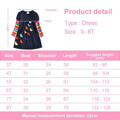 Little Girls Long Sleeve Cartoon Design Casual Dresses childrensterritory