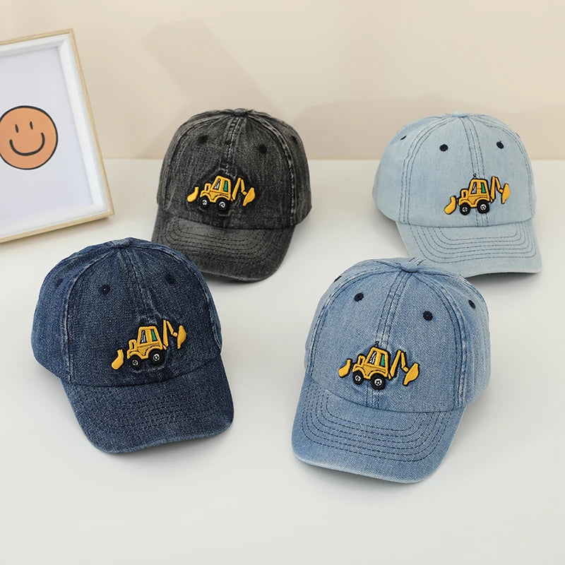 Little Boys Grls Bulldozer Embroidered Cotton Baseball Caps childrensterritory