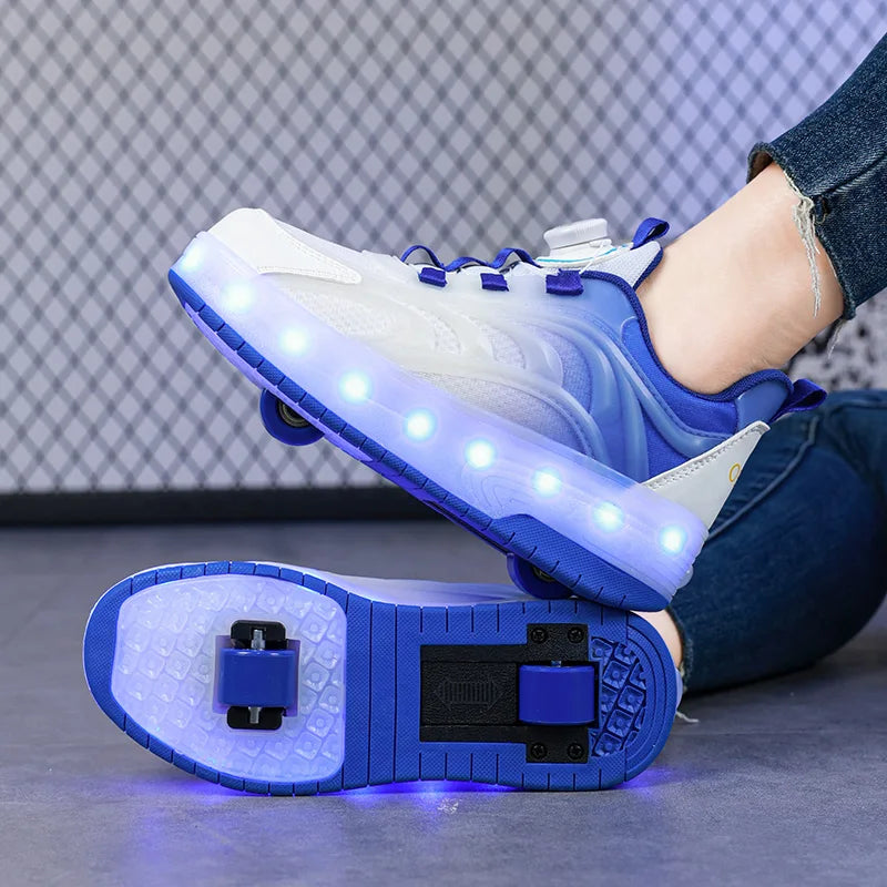 Kids Luminous Roller Skate Shoes with Two Wheels childrensterritory