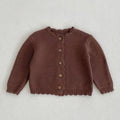 Solid Color Long Sleeve Infant Girls Knitted Cardigans childrensterritory