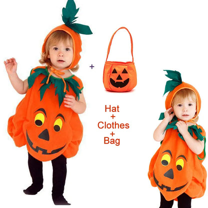 Kids Girls Fancy Cosplay Dresses for Halloween with Pumpkin Bag childrensterritory