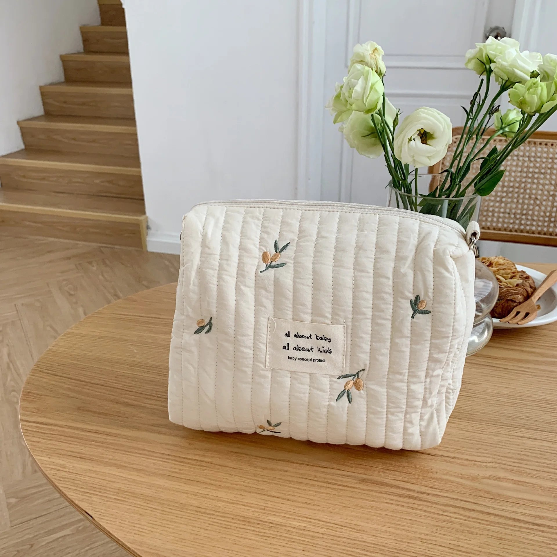 Cartoon Bear Embroidery Zipper Bags for Mommy