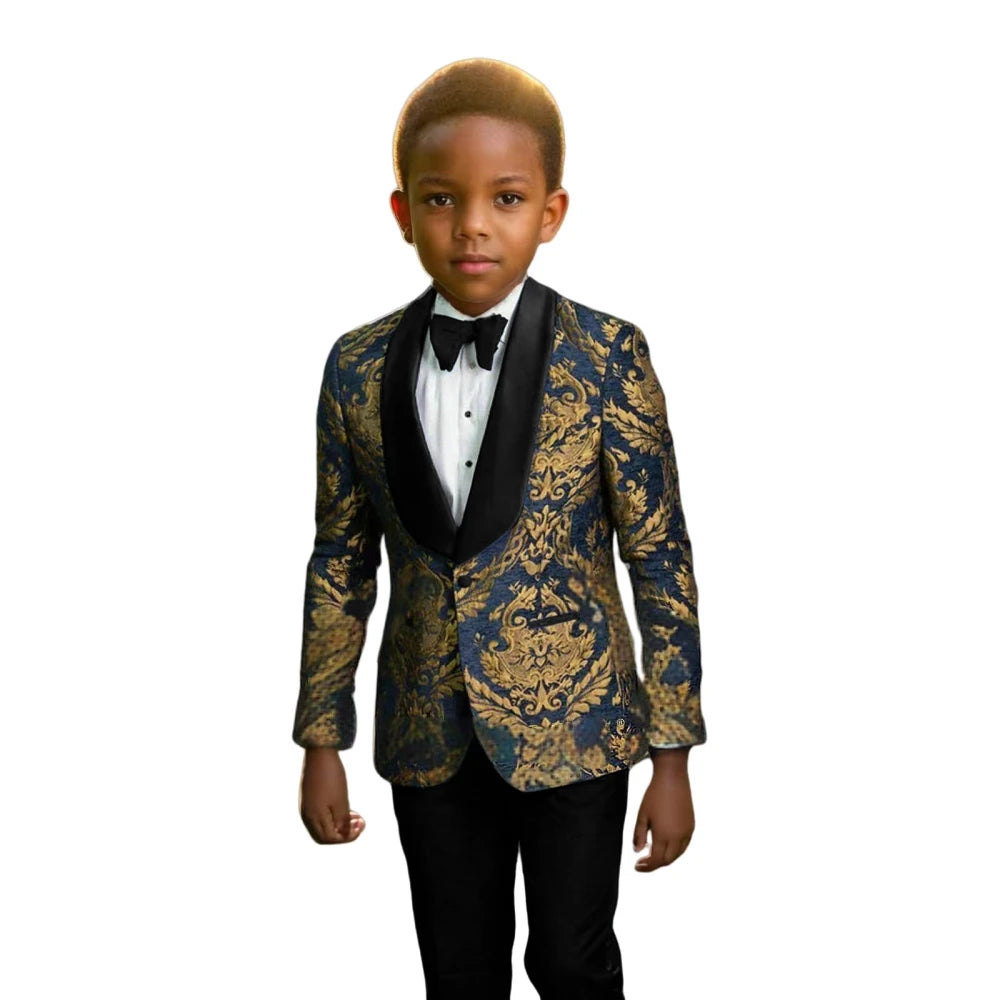 Boys Printed 2 Piece Blazer Pants Set For Party