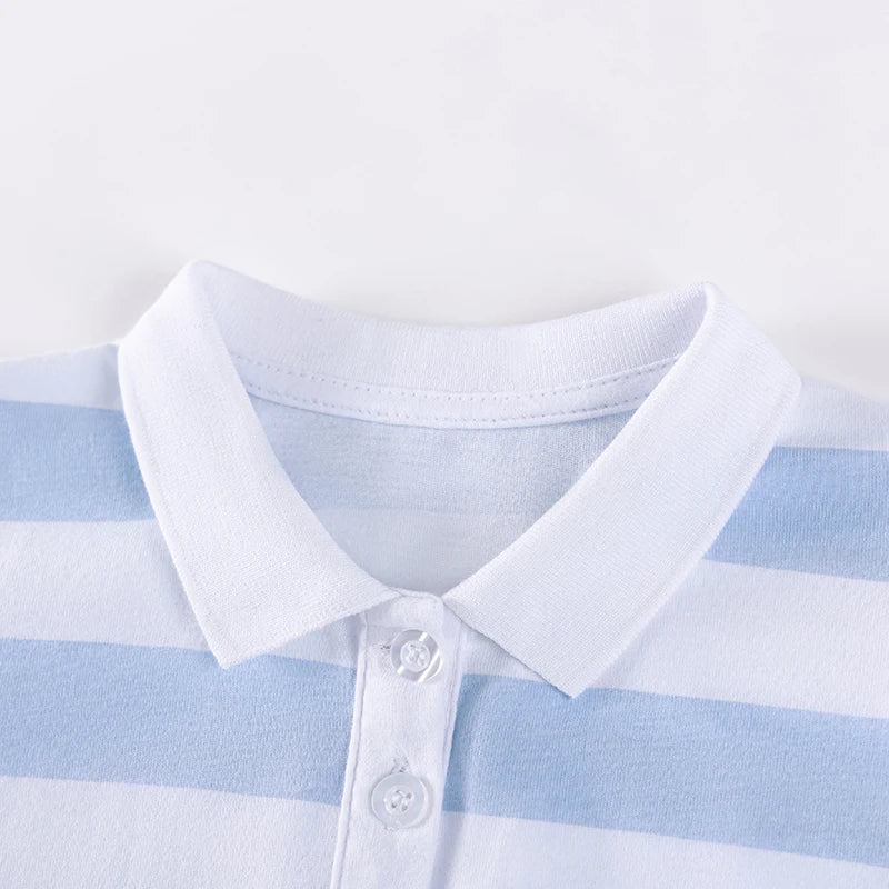 Little Girls Cartoon Unicorn Design Striped Polo Dress