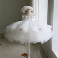 Kids Girls White Tulle Birthday/Wedding Princess Dresses