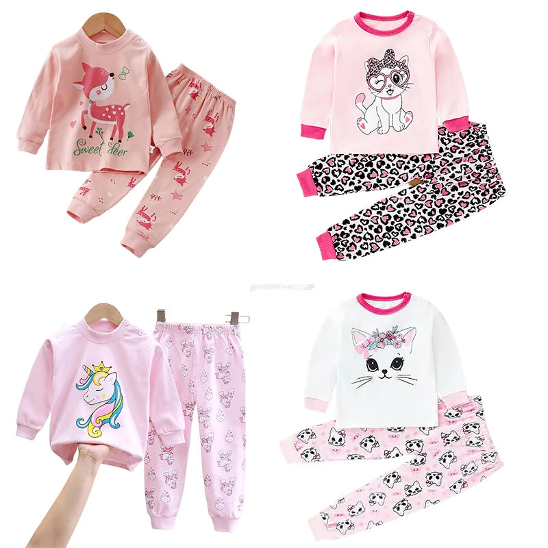 Girls' Long-Sleeved Cartoon Print Clothing Set childrensterritory
