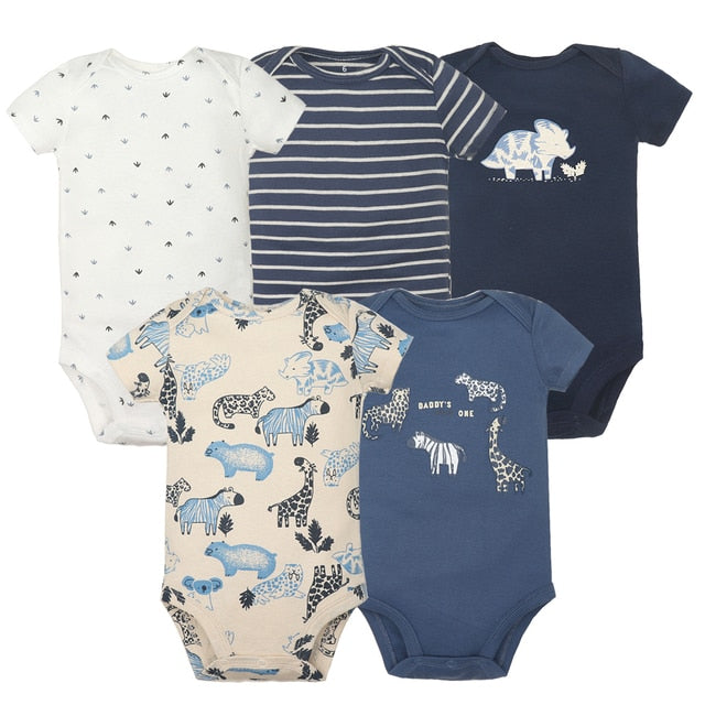 5PCS/Lot Baby Boys Girls Short Sleeve Printed Bodysuits childrensterritory