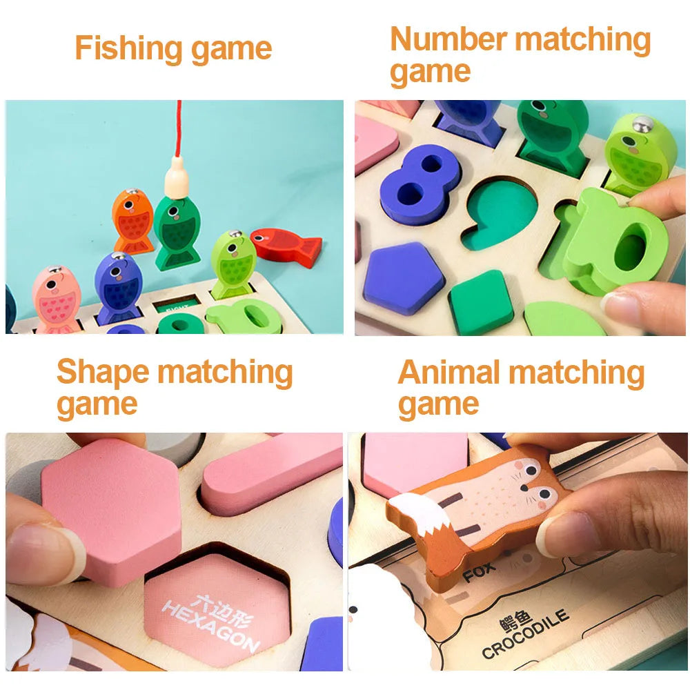 Kids Wooden Busy Board Digital Shapes Matching Toy childrensterritory