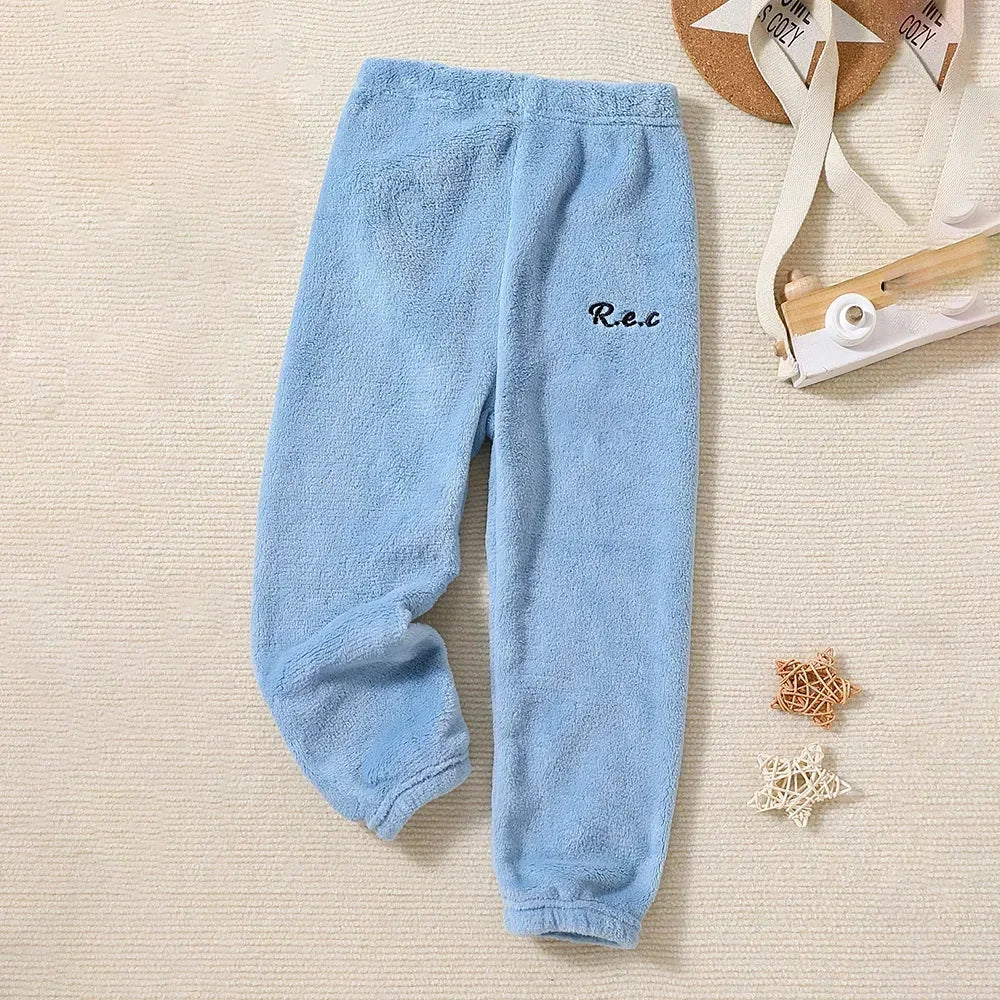 Kids Soft and Comfortable Fabric Solid Color Winter Pants