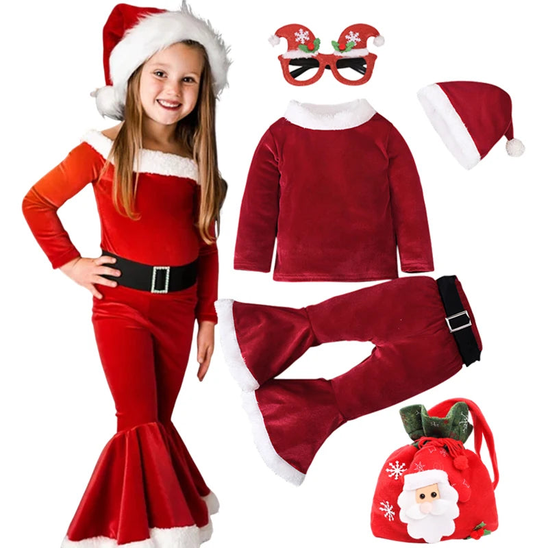 Girls' Long-Sleeved Christmas Party Dresses