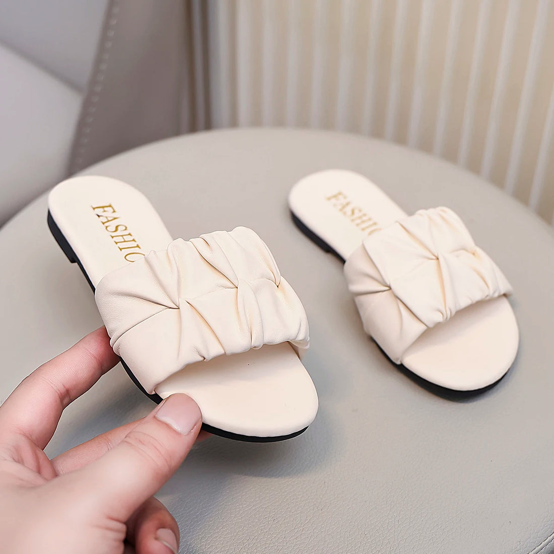 Kids Girls Pleated Princess Summer Sandals/Slippers
