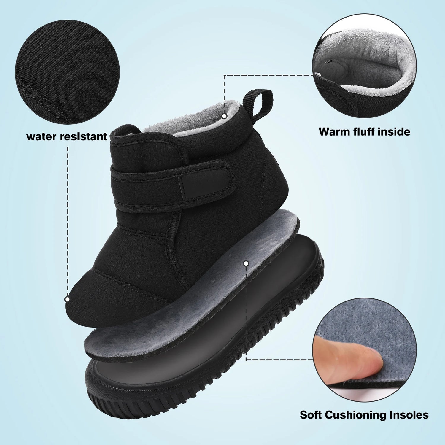Kids Girls Soft-Sole Ankle Length Warm Fur Snow Boots childrensterritory