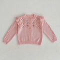 Solid Color Long Sleeve Infant Girls Knitted Cardigans childrensterritory