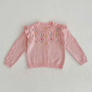 Solid Color Long Sleeve Infant Girls Knitted Cardigans childrensterritory